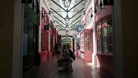 The inside of the Royal Naval Dockyard Clock Tower Mall, Bermuda. Stock Footage 247420255