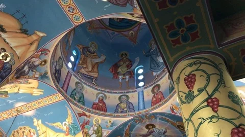 Inside Saint Nicholas Chapel in Protaras Stock Footage 90648838