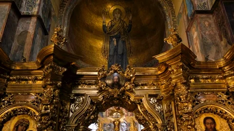Inside the Saint Sophia Cathedral, architectural monument of Kievan Rus', a Stock Footage 257690860