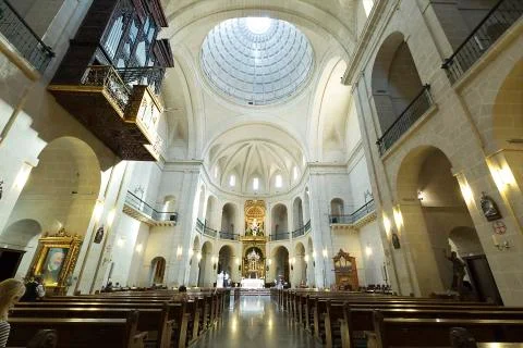 Inside of the San Nicolas de Bari in Alicante. Stock Photos