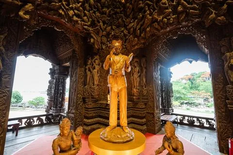 Inside the Sanctuary of Truth temple construction. The sanctuary is an all-.. Stock Photos