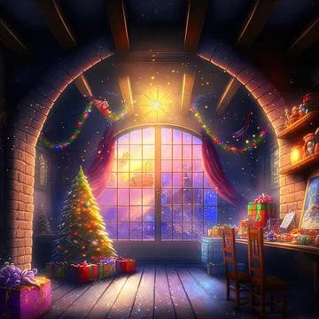 Inside Santas Gift Factory Stock Illustration