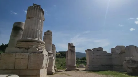 Inside Sardis Artemis Temple Ionic Columns, Turkey Stock Footage 337373240