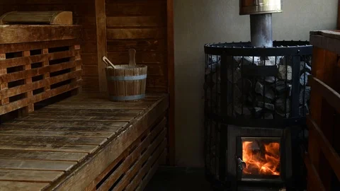 Inside a sauna Stock Footage 87873835