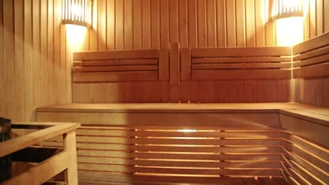 Inside the sauna. View without people Stock Footage 168151380
