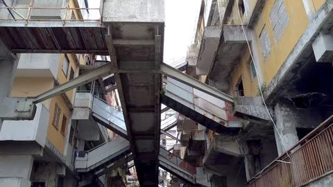 Inside of Scampia palaces - Naples - IT Stock Footage 70813540