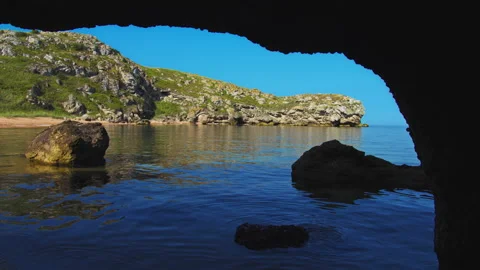 Inside Sea Cave in 4k (UHD) Stock Footage 135724733
