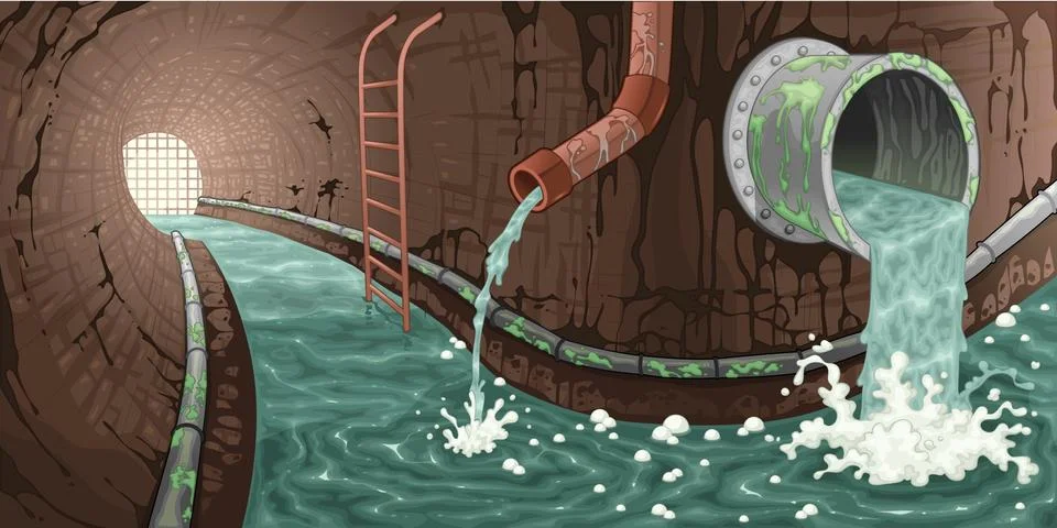 Inside the sewer. Stock Illustration