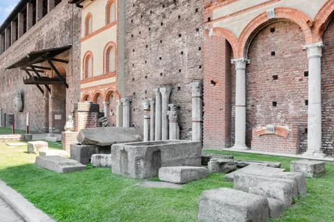 Inside the Sforza Castle Stock Photos