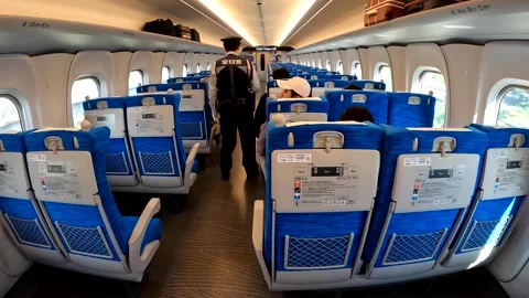Inside a Shinkansen N700 bullet train moving at speed Vídeo Stock 318199983