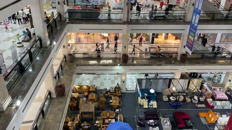 Inside The Shopping Center. Tilt Up Stock Footage 164283733
