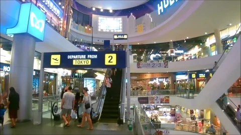 Inside of the shopping centre Terminal 21, Pattaya, Thailand. Stock Footage 131673725
