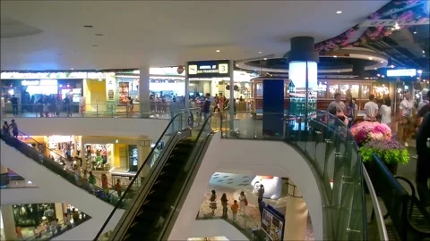 Inside of the shopping centre Terminal 21, Pattaya, Thailand. Stock Footage 131674629