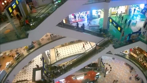 Inside of the shopping centre Terminal 21, Pattaya, Thailand. Stock Footage 131676340
