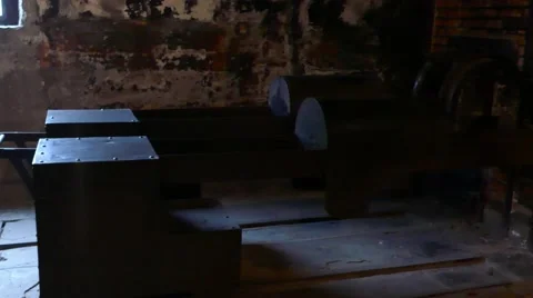 Inside shot of one of gas chambers of Auschwitz concentration camp in Poland 스톡 동영상 68402242