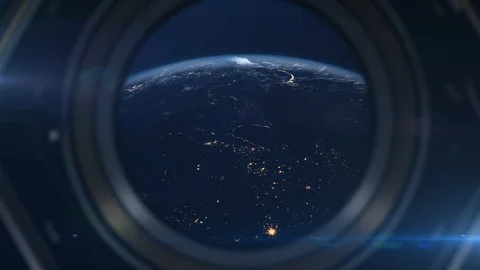 Inside shuttle seeing sunrise Stock Footage 98334920