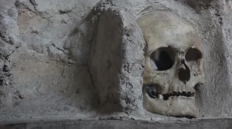 Inside the Skull Tower (close up of the skull _1) Stock Footage 8966159