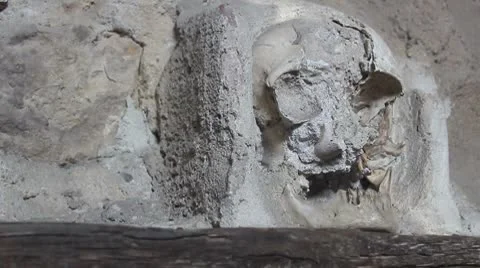 Inside the Skull Tower (close up of the skull) Stock Footage 8966186