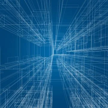 Inside skyscraper 3d rendering Stock Illustration