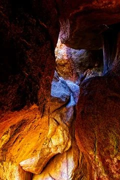 Inside a small cave in Buffalo Park, Flagstaff, Arizona. Stock Photos