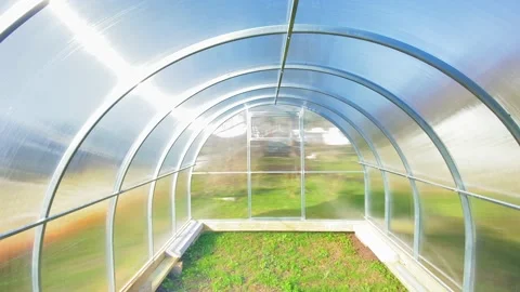 Inside a Small Empty Transparent Plastic Greenhouse at Summer Time Stock Footage 194008780