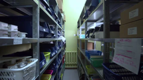 Inside a small laboratory corridor Stock Footage 143332711