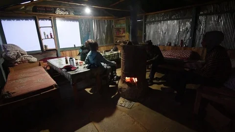 Inside Small Local Guest House On The Mardi Himal Trek - Nepal Stock Footage 80614518