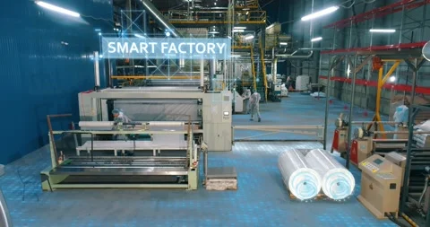 Inside a smart factory concept. Visualization of smart industry. Visualization Stock Footage 276823024
