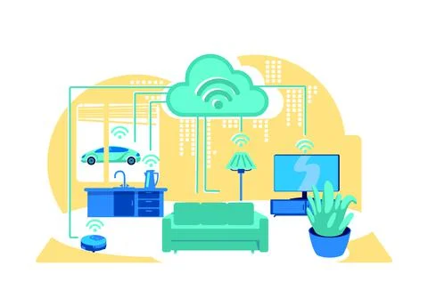 Inside smart home flat concept vector illustration Illustrazione stock