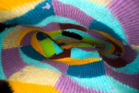 Inside the sock. Colourful macro shot of an inside of sock tecture Stock Photos