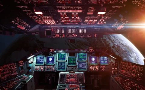 Inside the space shuttle Stock Photos