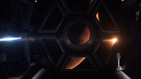 Inside spaceship towards planet Mars Vídeo Stock 98281287