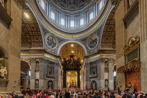 Inside the St Peter's Basilica or San Pietro in Vatican, Rome Stock Photos