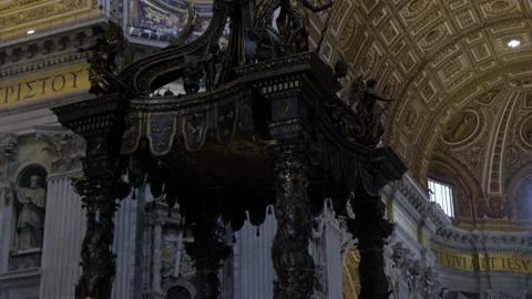 Inside St. Peter's Basilica In Vatican City, Italy Stock Footage 155080315