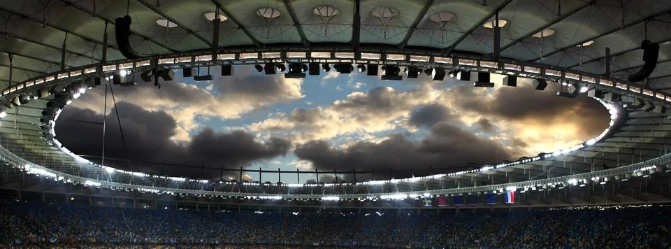 Inside stadium sky view Stock Photos