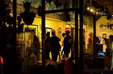 Inside store at night Stock Photos