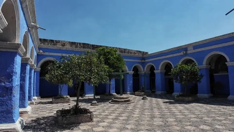 Inside the stunning Monastery of Santa Catalina de Siena in Arequipa, Peru Stock Footage 339588646