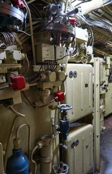 Inside the submarine. Stock Photos