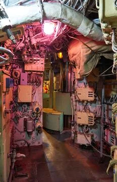 Inside the submarine. Stock Photos