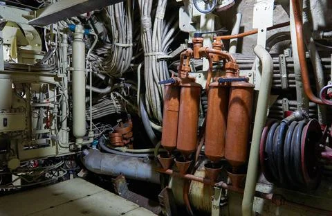 Inside the submarine. Stock Photos