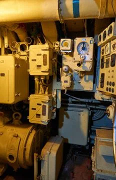 Inside the submarine. Stock Photos