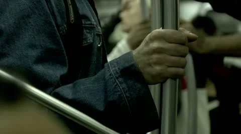 Inside Subway Car Moving, New York City Subway Passengers On Train Stock Footage 22159074