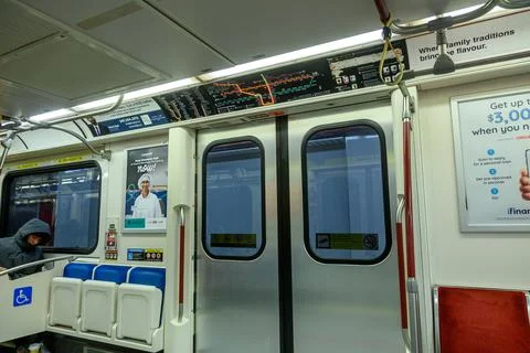 Inside the Subway Car in Toronto Stock Photos