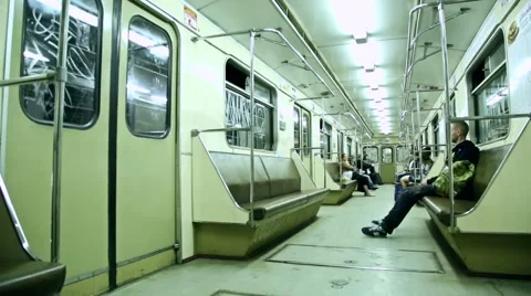 Inside A Subway Train Stock Footage 40957958