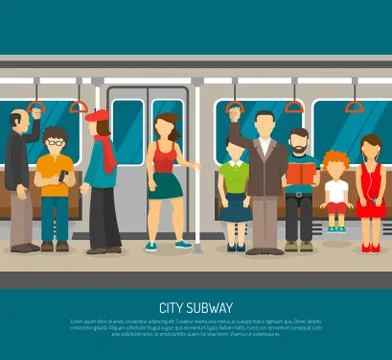 Inside Subway Train Poster Illustrazione stock