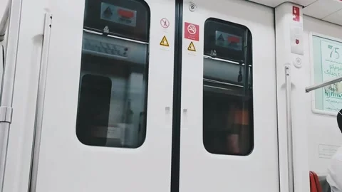 Inside Subway Train Window Doors | Stock Video | Pond5