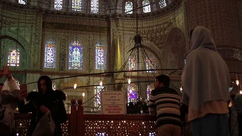 Inside Sultan Ahmed Blue Mosque Istanbul Editorial March-2017 Video stock 75801057