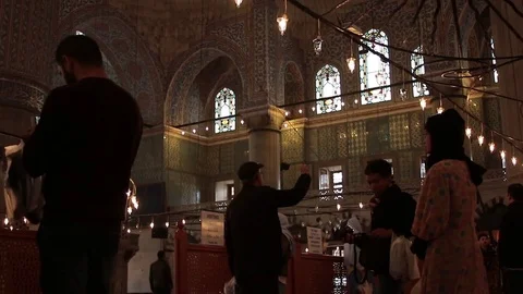 Inside Sultan Ahmed Blue Mosque Istanbul Editorial March-2017 Stock Footage 75801613