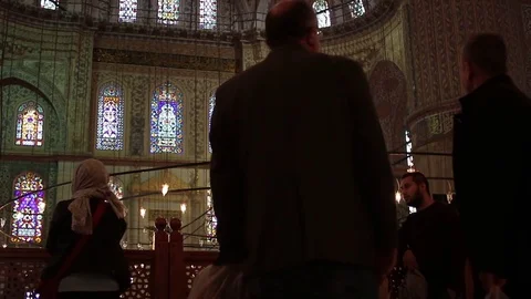 Inside Sultan Ahmed Blue Mosque Istanbul Editorial March-2017 Stock-Footage 75801665