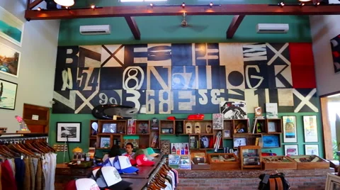Inside Surf Shop Stock Footage 50415494
